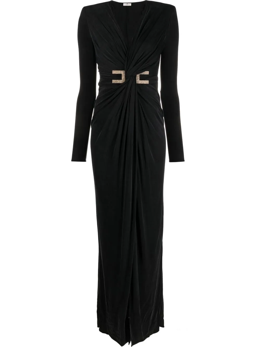 

Elisabetta Franchi logo-plaque draped gown - Black