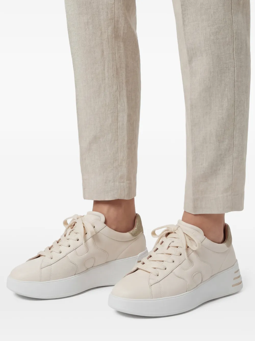  Hogan Rebal Sneakers Mit Glitter Detail   Nude 