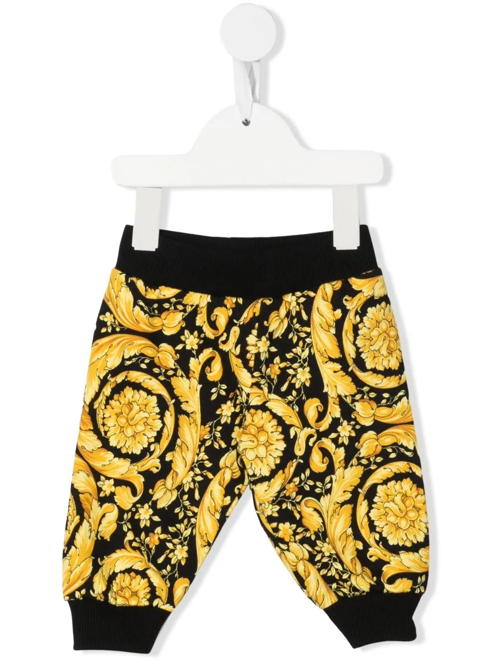 Versace Babies' Baroque-pattern Print Trousers In Black