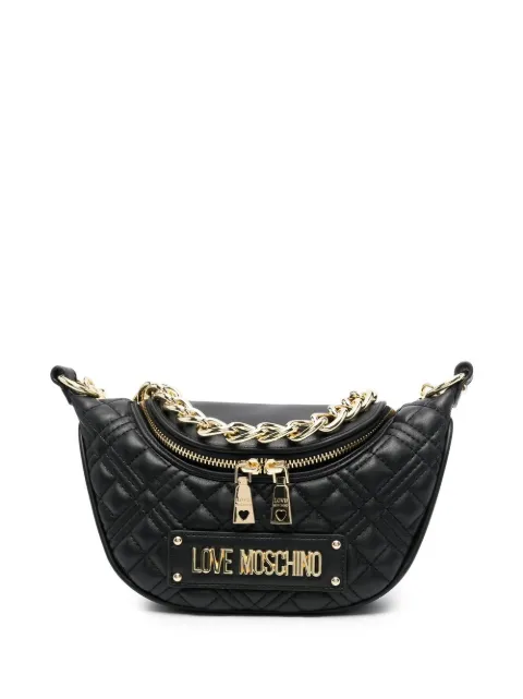 Love Moschino logo-plaque quilted shoulder bag WOMEN