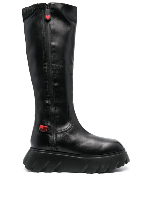 Love Moschino Stiefel Mit Logo-Patch | Schwarz | FARFETCH DE