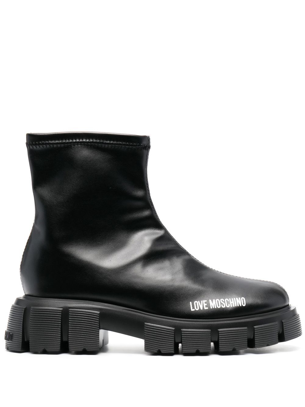 Love Moschino 50mm logo-print studded sole boots - Black