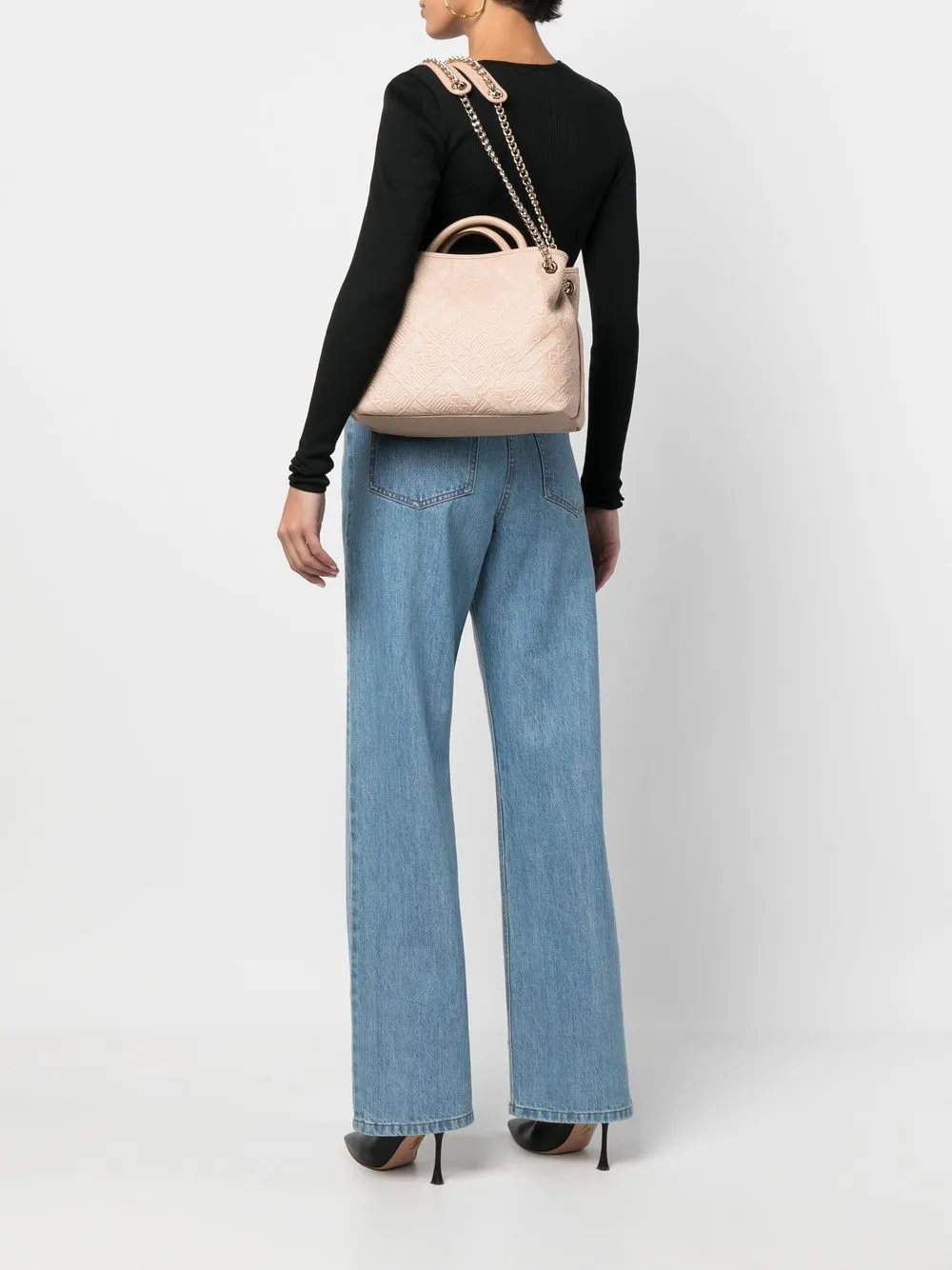 Love Moschino Schoudertas met logo-reliëf - Beige