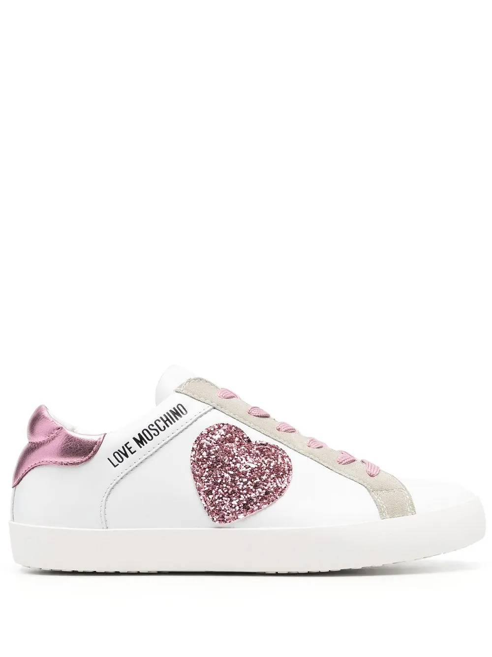 Love moschino high top discount glitter sneakers with pearl laces