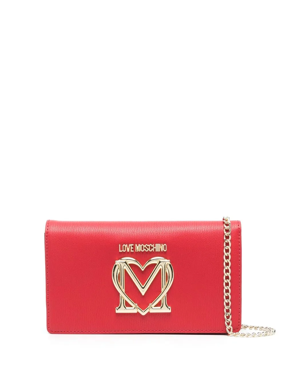 

Love Moschino Smart Heart logo chain-strap clutch - Red