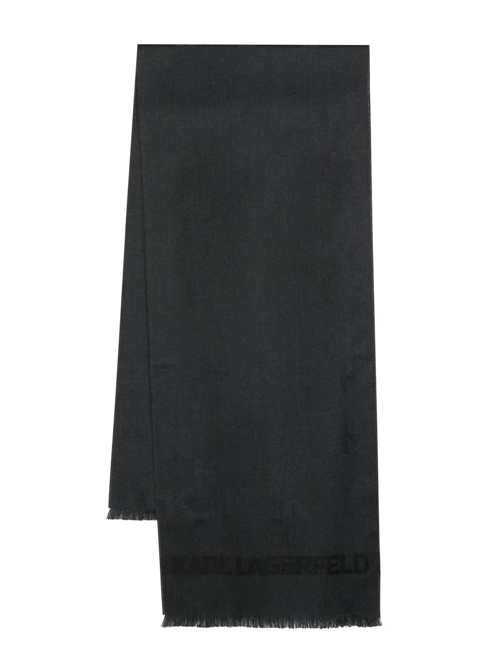

Karl Lagerfeld logo-print frayed scarf - Grey