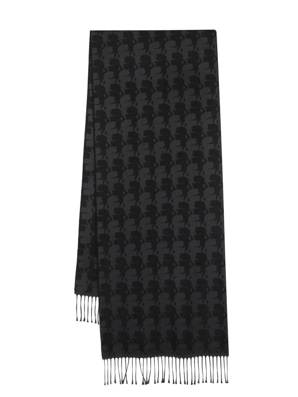 

Karl Lagerfeld logo-jacquard virgin wool scarf - Black