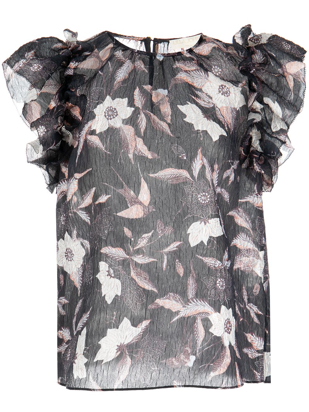 

Ulla Johnson blusa sin mangas con volantes - Negro