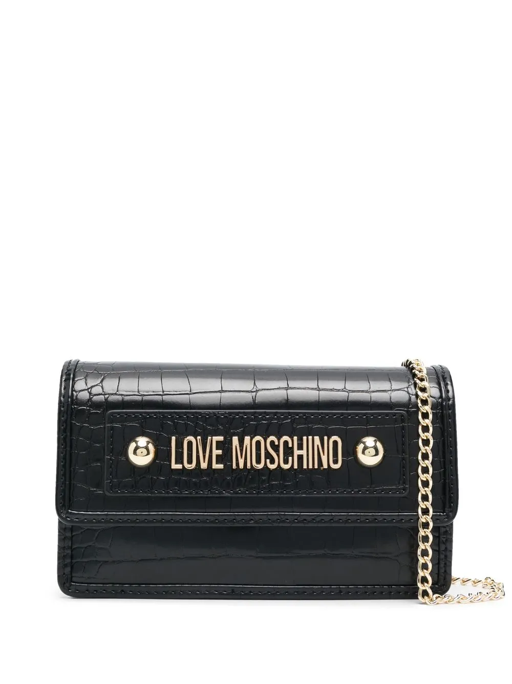 Love Moschino Logo-plaque Crossbody Bag In 黑色