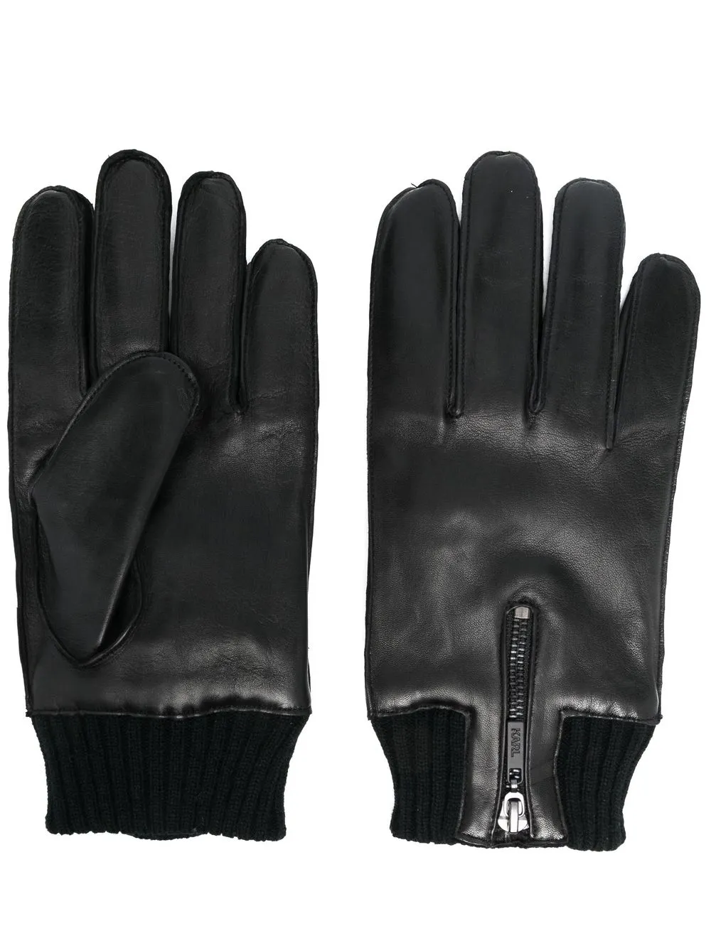 

Karl Lagerfeld leather zipped gloves - Black