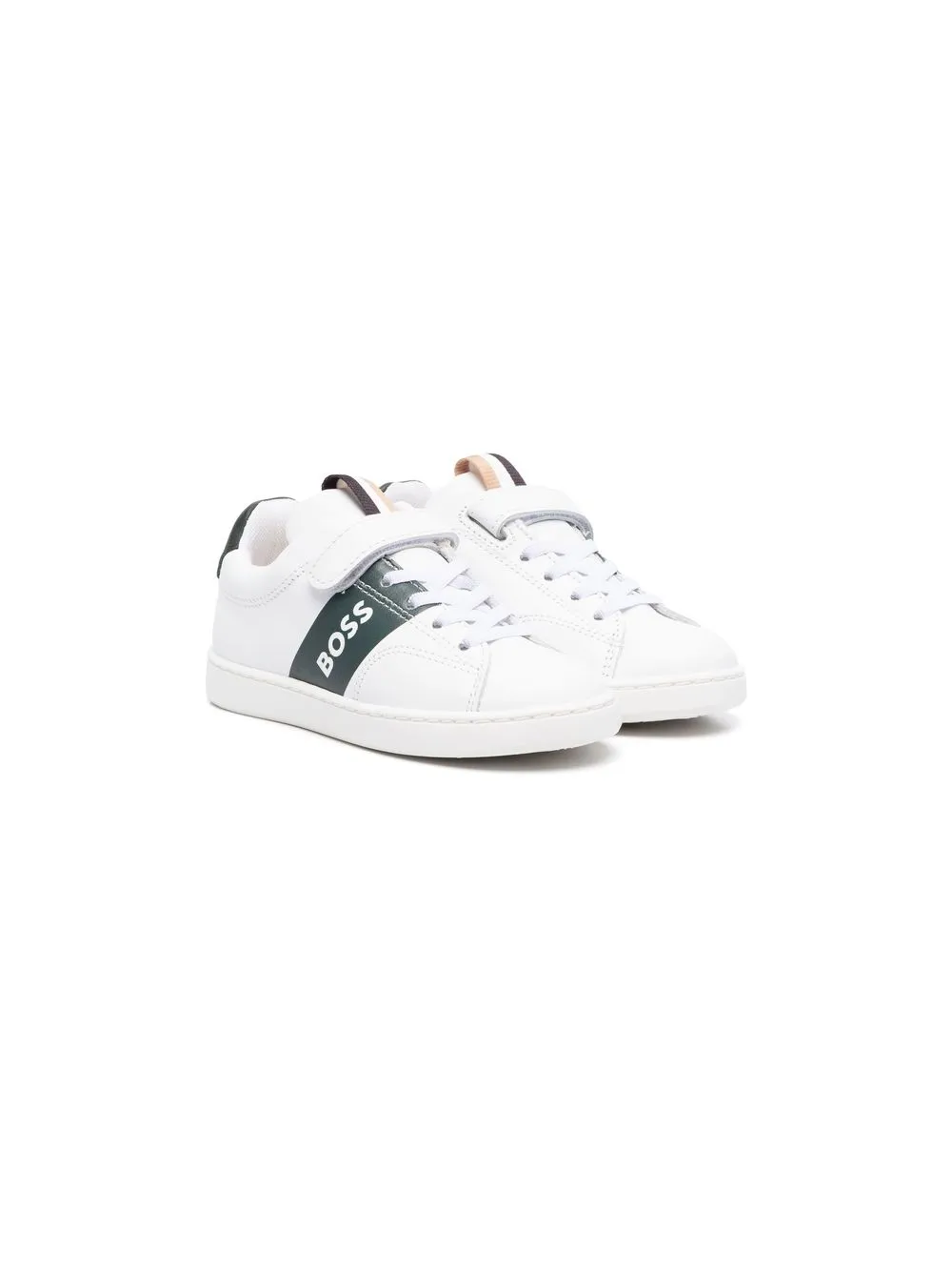 

BOSS Kidswear logo print leather sneakers - White