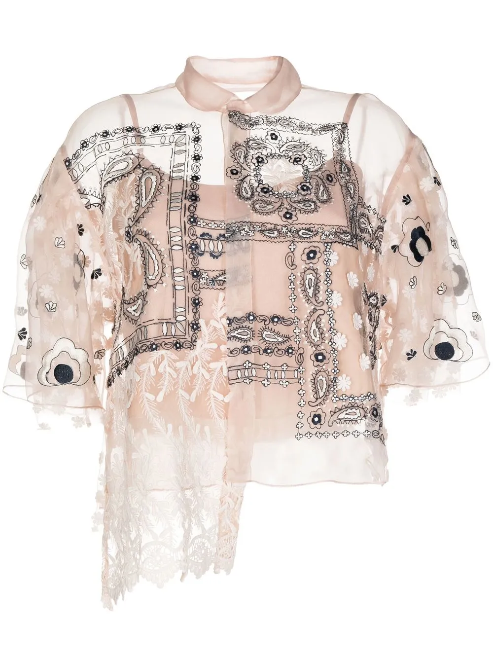 embroidered sheer shirt