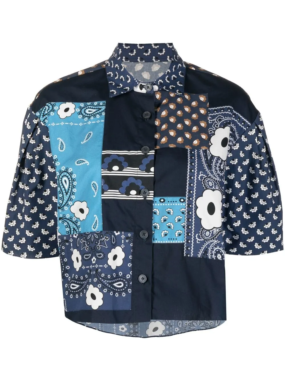 

Biyan camisa corta con diseño patchwork - Azul