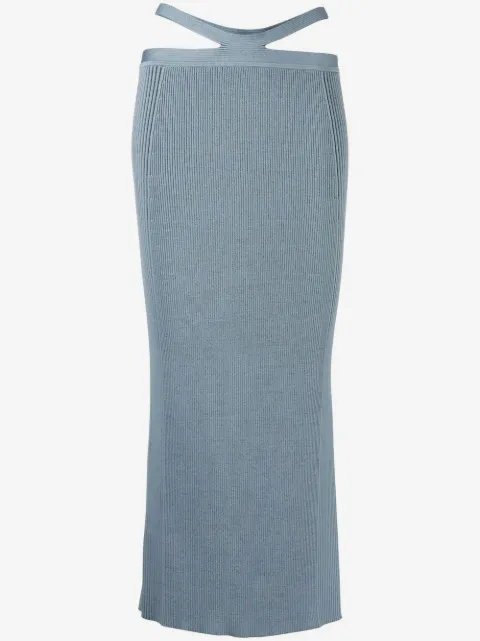 SIMKHAI  side ribbed-detail midi skirt