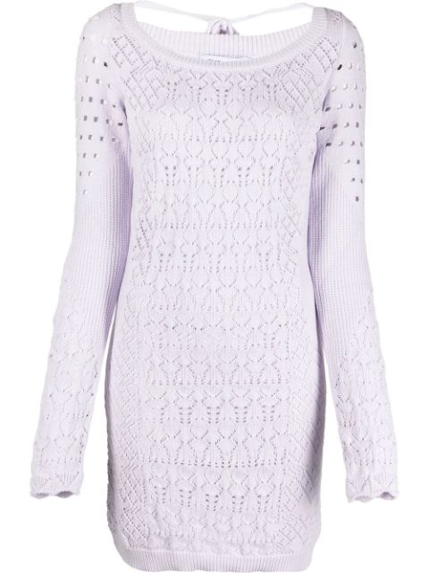 The Attico open-knit long-sleeved minidress Women