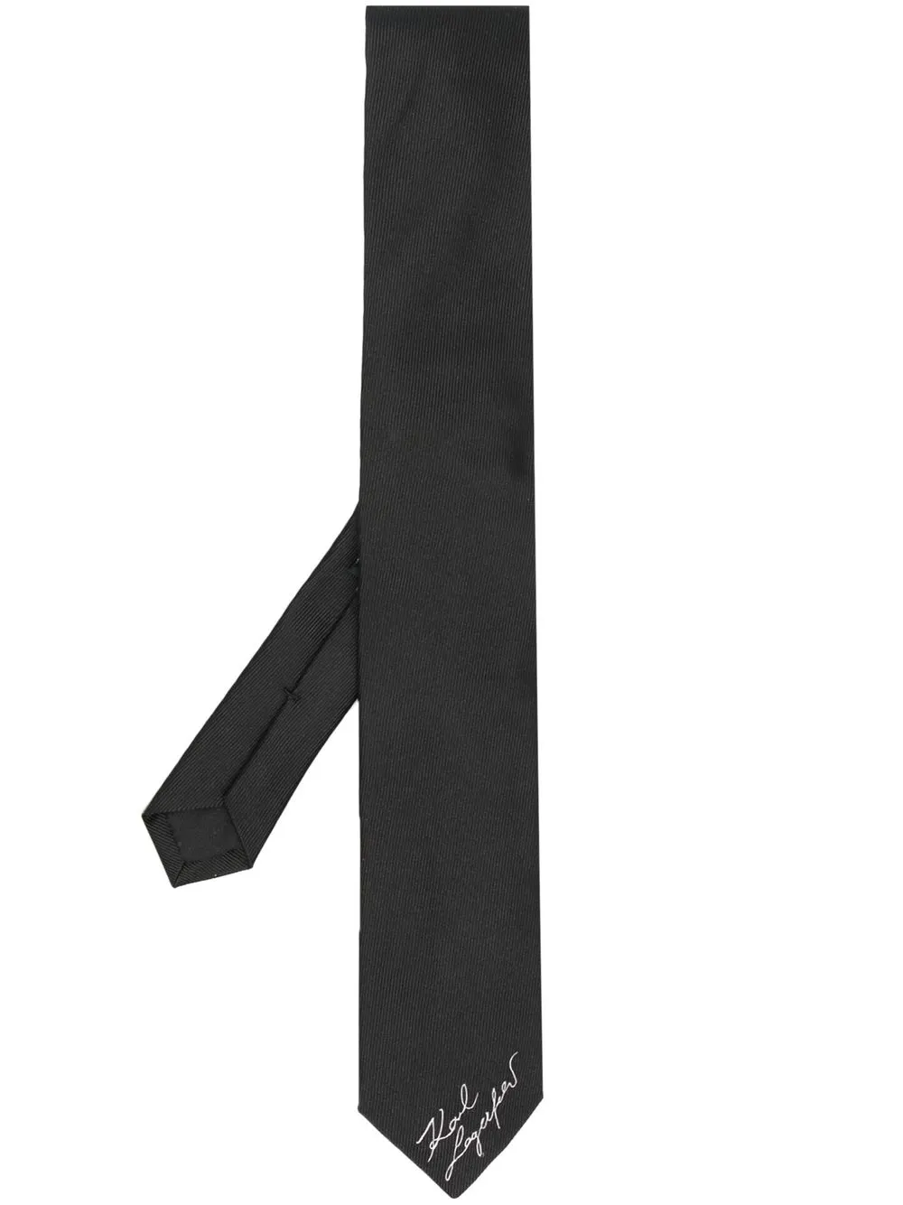 

Karl Lagerfeld embroidered-logo silk tie - Black