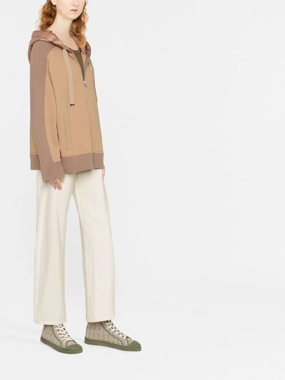Herno Zippered Sweatshirt-cardigan In Braun