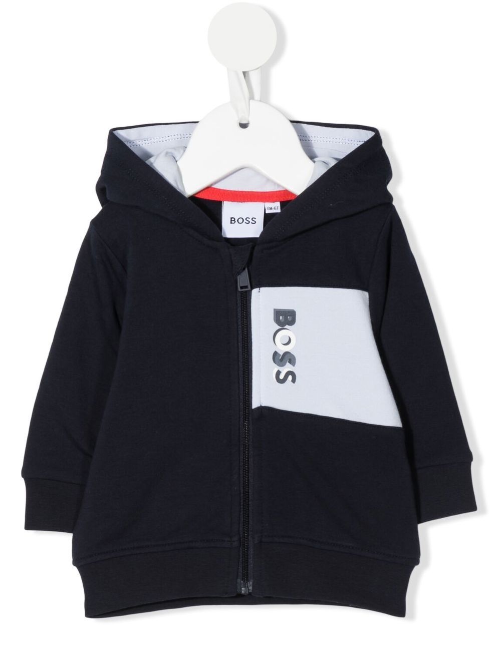 

BOSS Kidswear hoodie con logo estampado y cierre - Azul