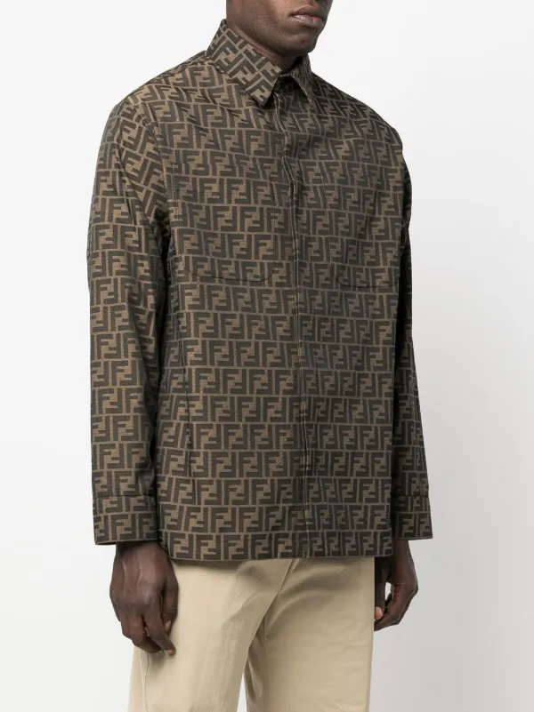 ジャケットその他 FENDI Men Jacket FW1333ASCKF1440 BROWN FENDI monogram-pattern Shirt Jacket | Brown | FARFETCH