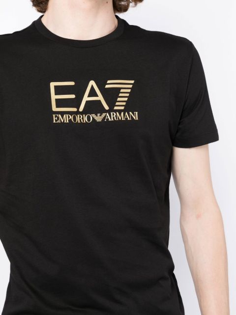 Ea7 Emporio Armani Textured logo-print T-shirt - Farfetch