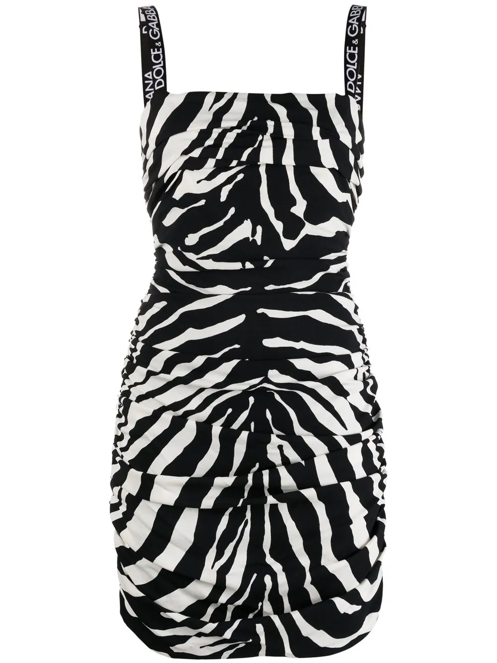 Shop Dolce & Gabbana Zebra-print Silk Mini Dress In Schwarz