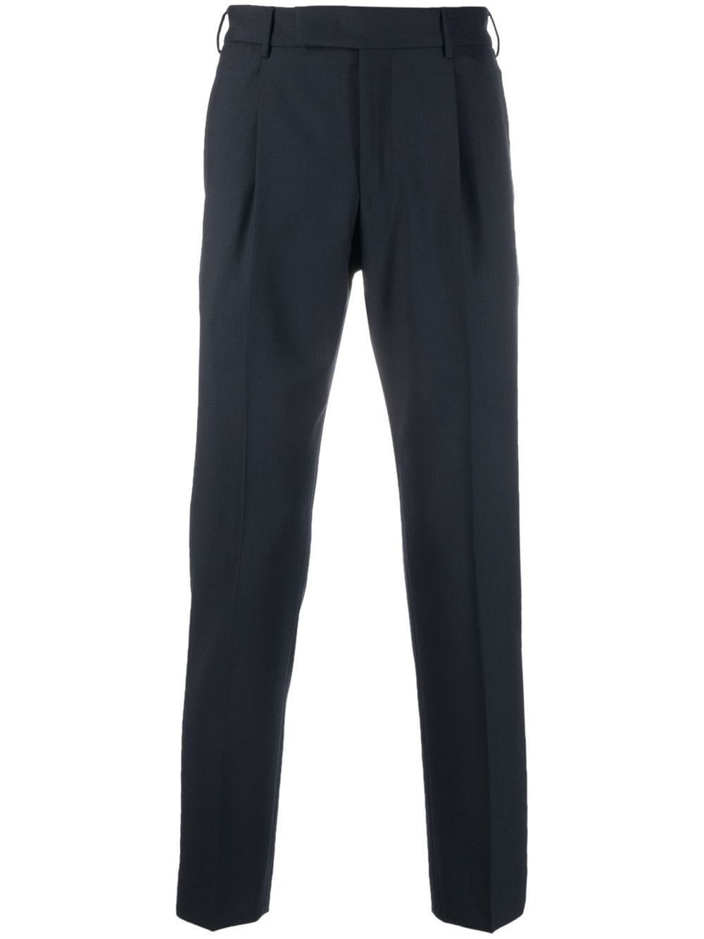 Shop Pt Torino Tapered Virgin-wool Trousers In Blue