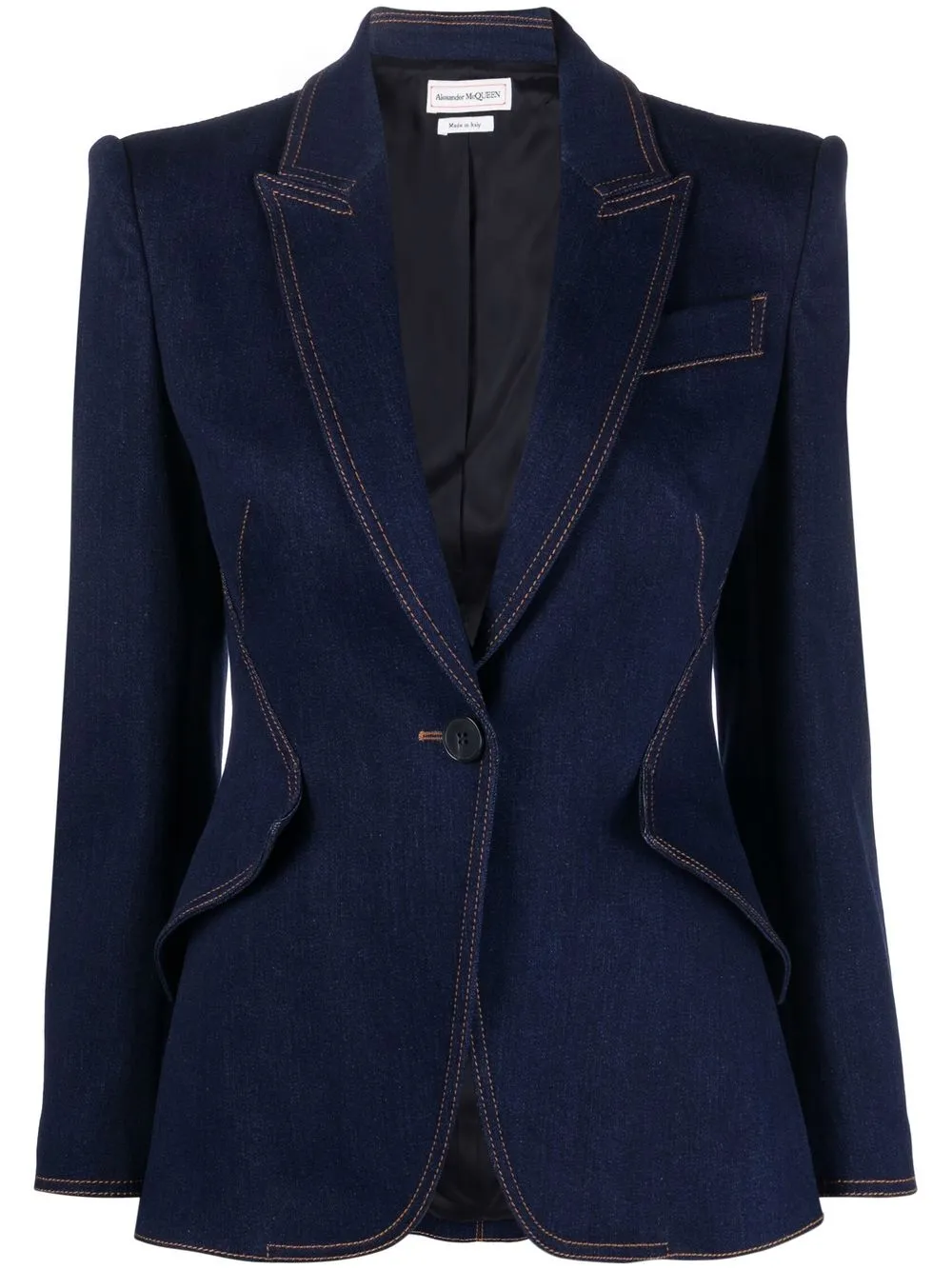 

Alexander McQueen blazer de vestir con costuras en contraste - Azul