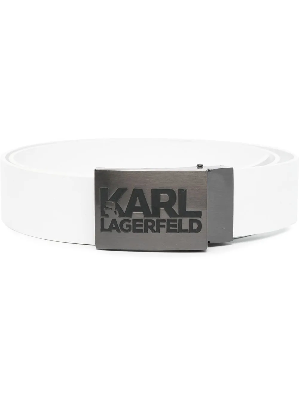 

Karl Lagerfeld logo-buckle leather belt - White