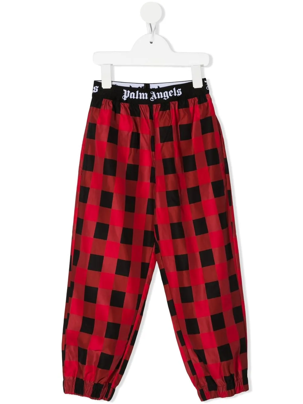 

Palm Angels Kids logo-waistband check trousers - Black