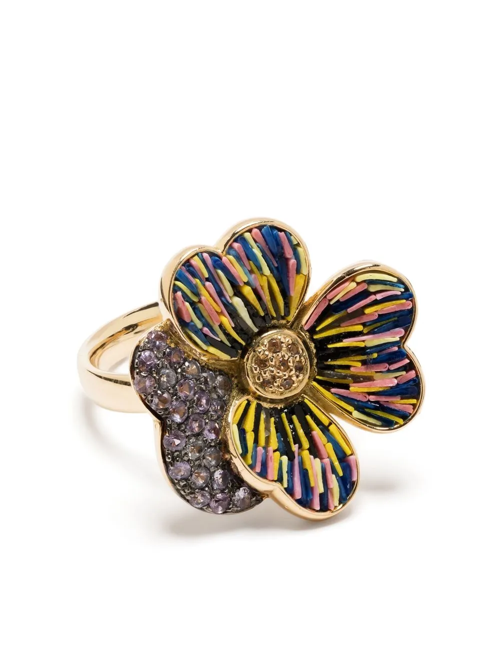 

SICIS JEWELS anillo con apliques florales y zafitos - Amarillo