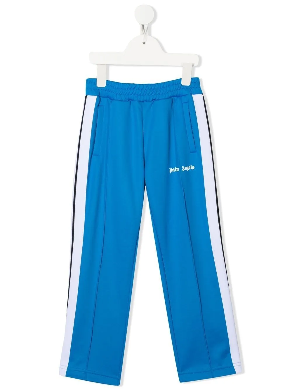 Palm Angels Kids Light Blue And White Joggers With Logo In Blue