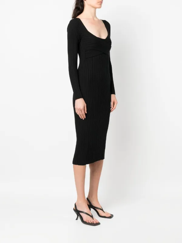 knee length dresses for ladies IRO Carola Long Sleeve Midi Dress in Black/Ecru – Order Of Style main image 1
