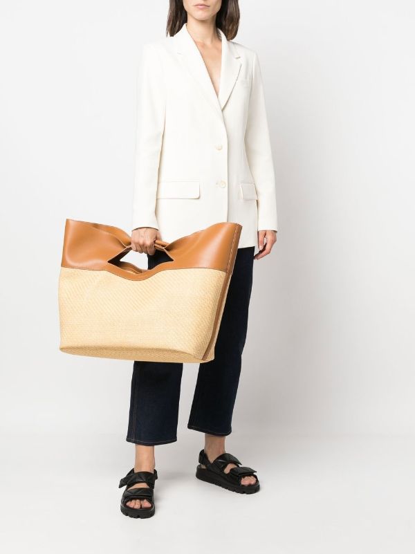 Mini woven basket bag + detachable pouch - Massimo Dutti