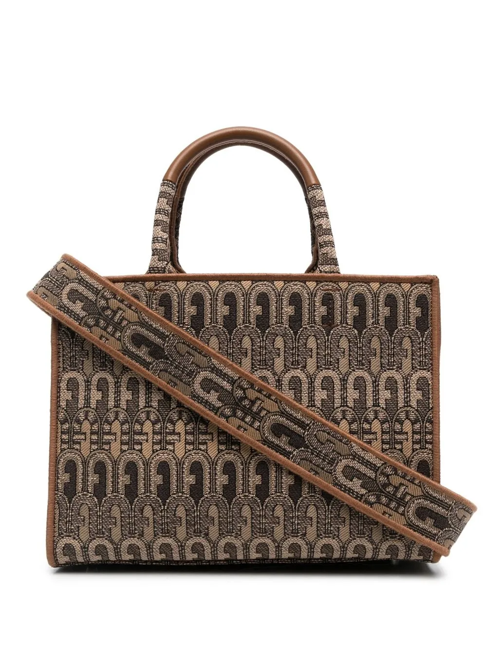 

Furla monogram-jacquard tote bag - Brown