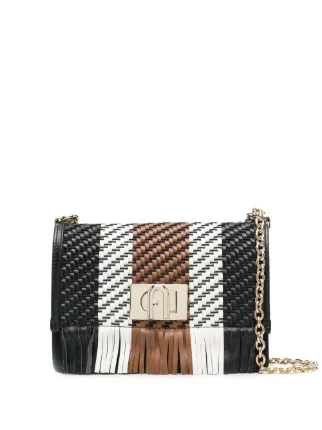Furla ストライプ ショルダーバッグ | ブラック | FARFETCH JP