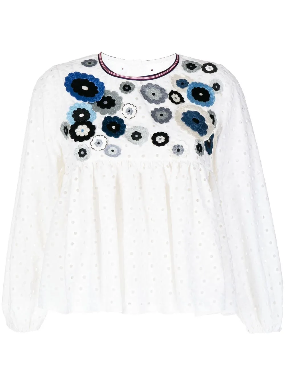 

Biyan floral-appliqué embroidered blouse - White