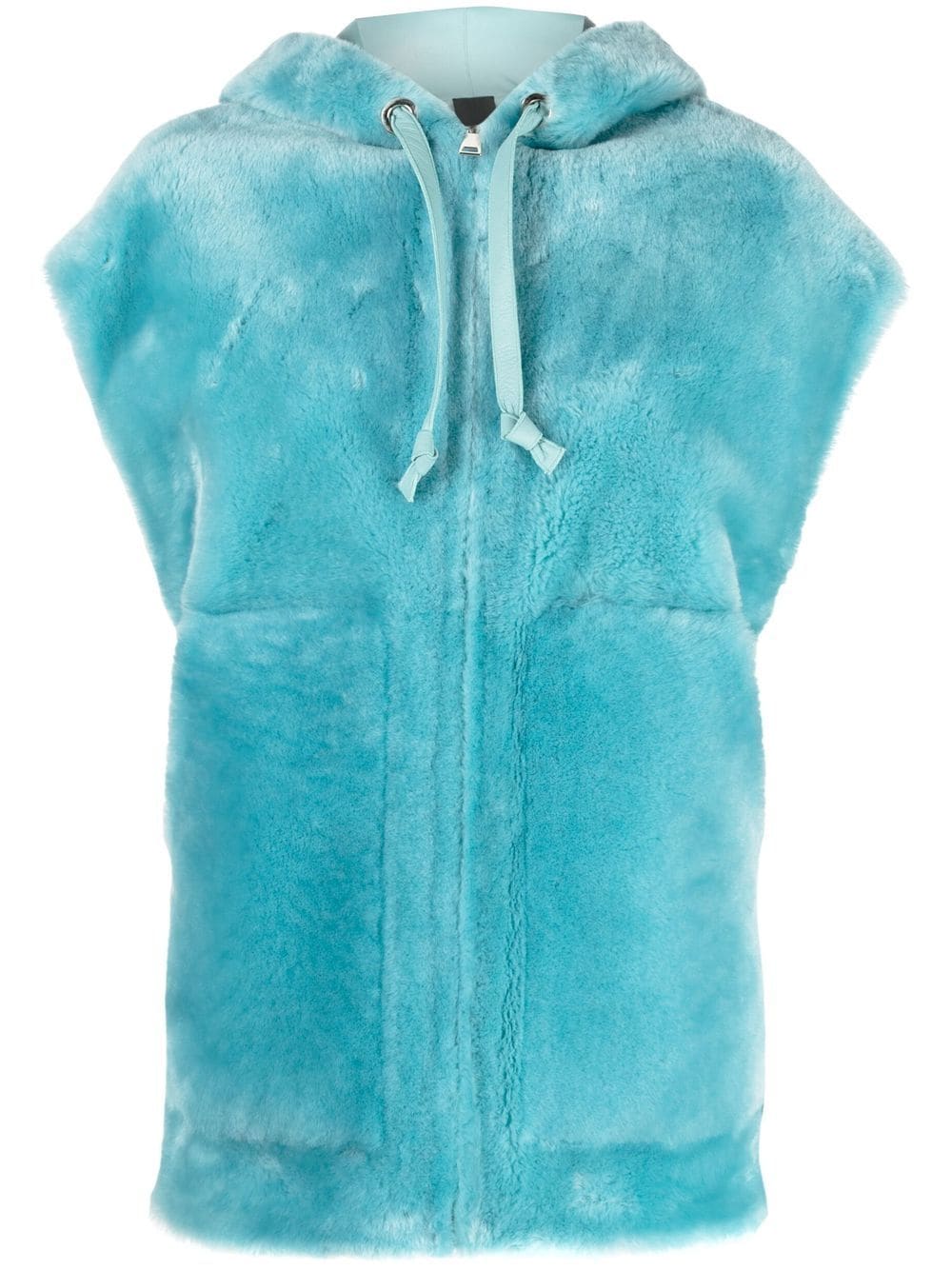 Shop Blancha Hooded Fur Gilet In Blue