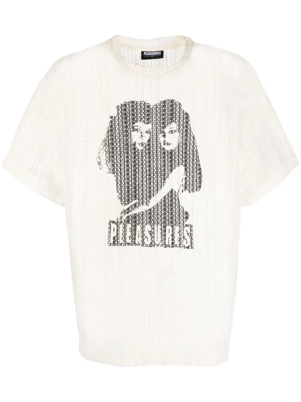 

Pleasures graphic-print crochet T-shirt - Neutrals