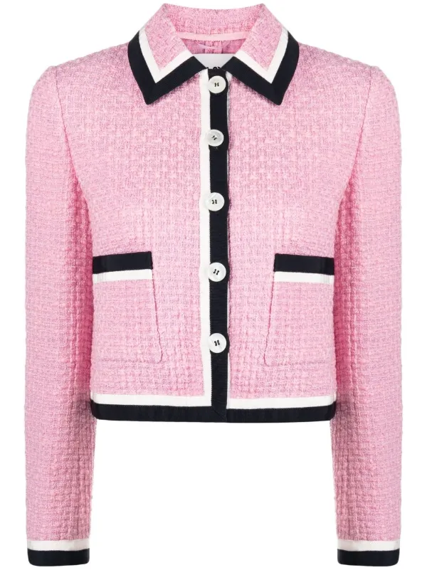 Miu Miu Tweed Cropped Buttoned Jacket 