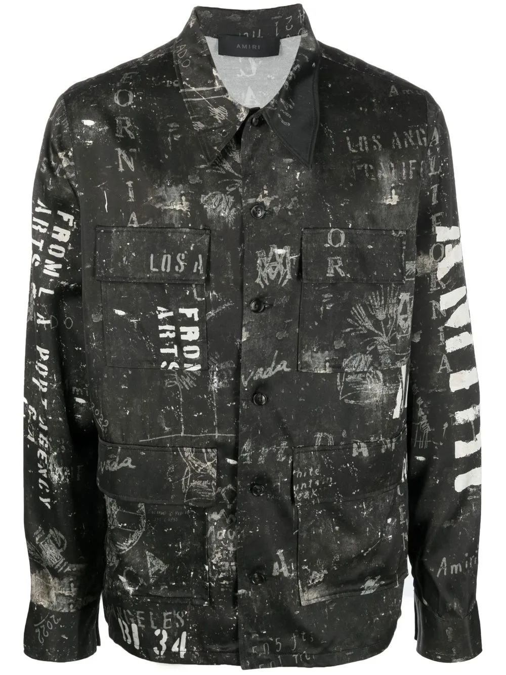 

AMIRI camisa de satén con logo estampado - Negro