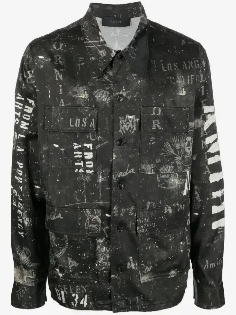 AMIRI logo-print satin shirt
