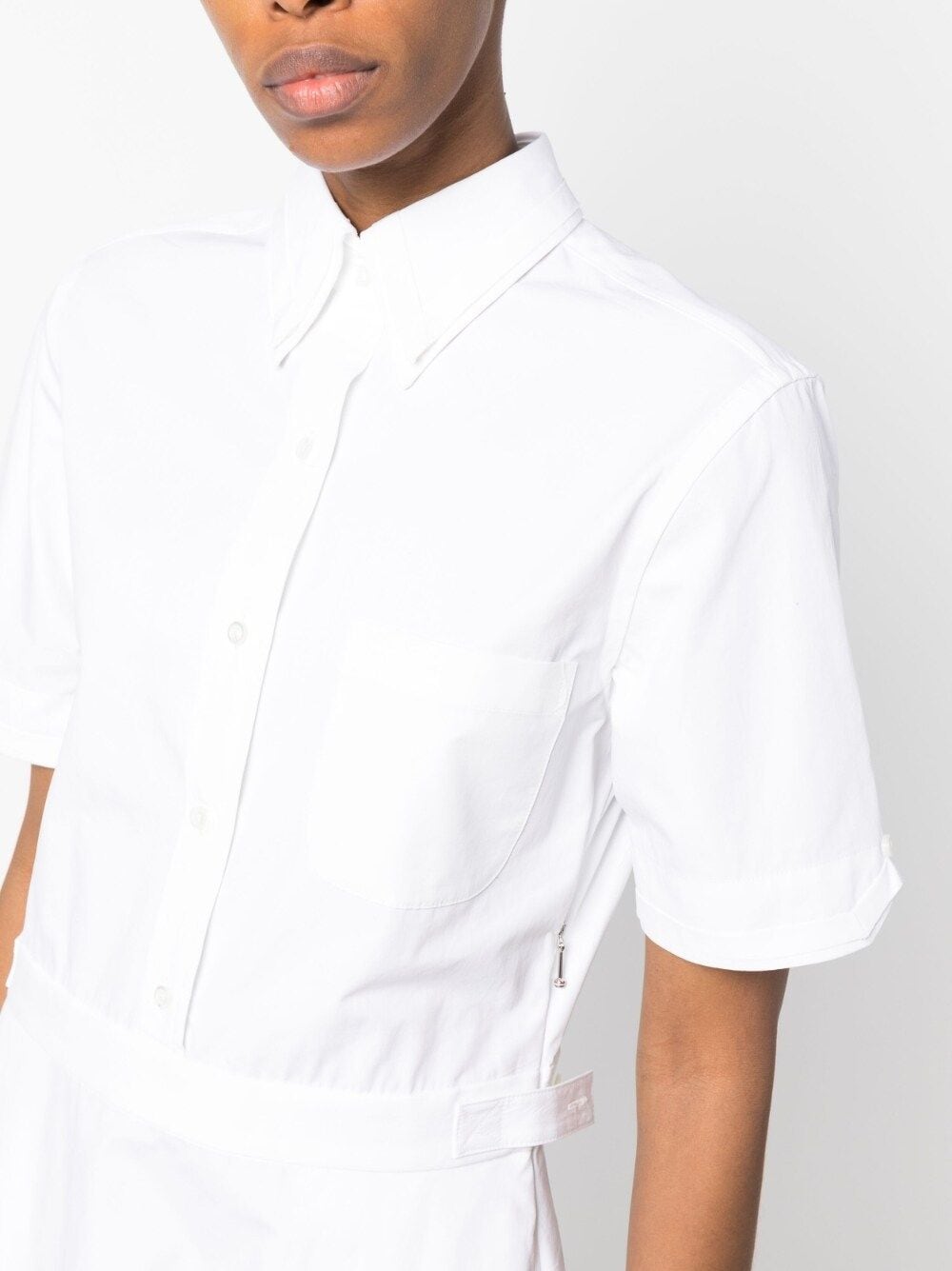 Shop Thom Browne A-line Cotton Short-sleeve Shirt Dress In 100 White