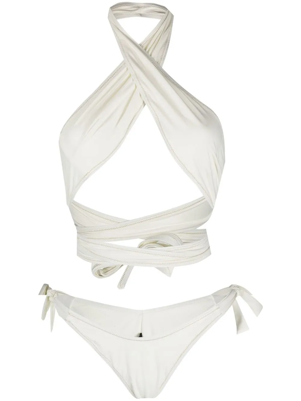 

Reina Olga bikini Showhorse con cuello halter - Blanco