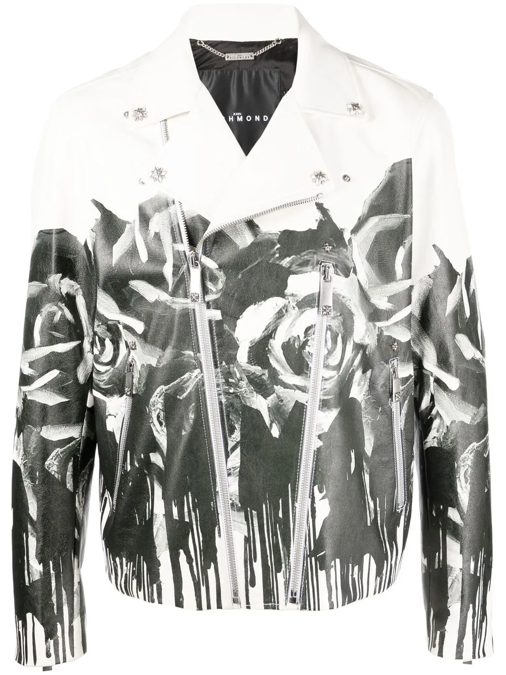 

John Richmond chamarra biker con estampado abstracto - Blanco