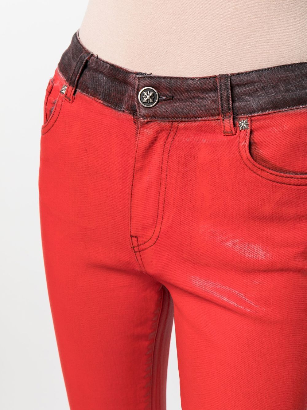 Shop John Richmond Faded-effect Denim Jeans In Red