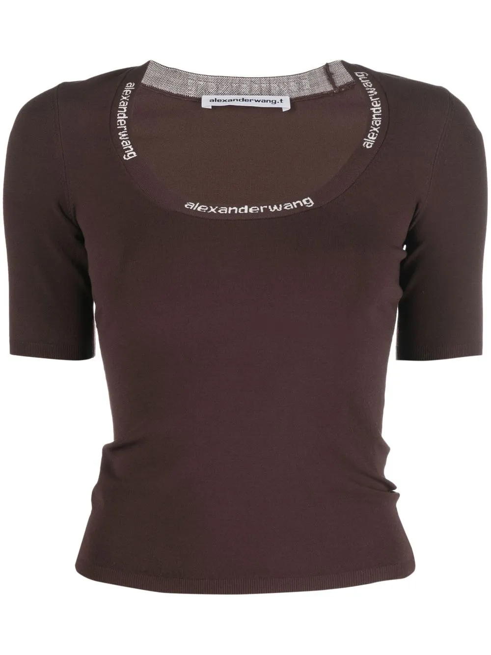 

Alexander Wang logo-trim scoop-neck T-shirt - Brown