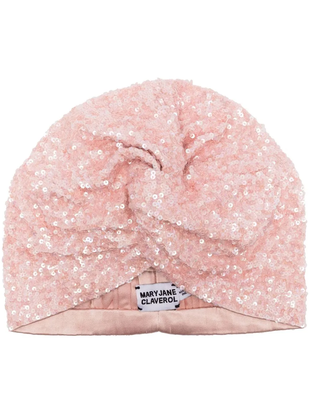 

MaryJane Claverol sequin knot-front wrapped cap - Pink