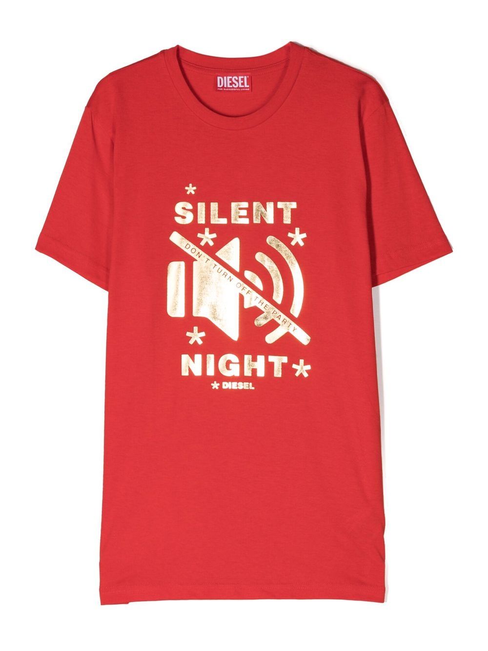 

Diesel Kids playera Silent Night con eslogan estampado - Rojo