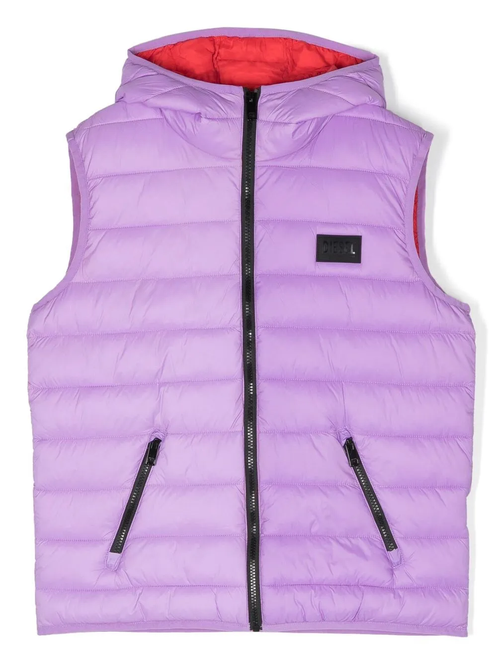 

Diesel Kids chaleco capitonado con capucha - Morado