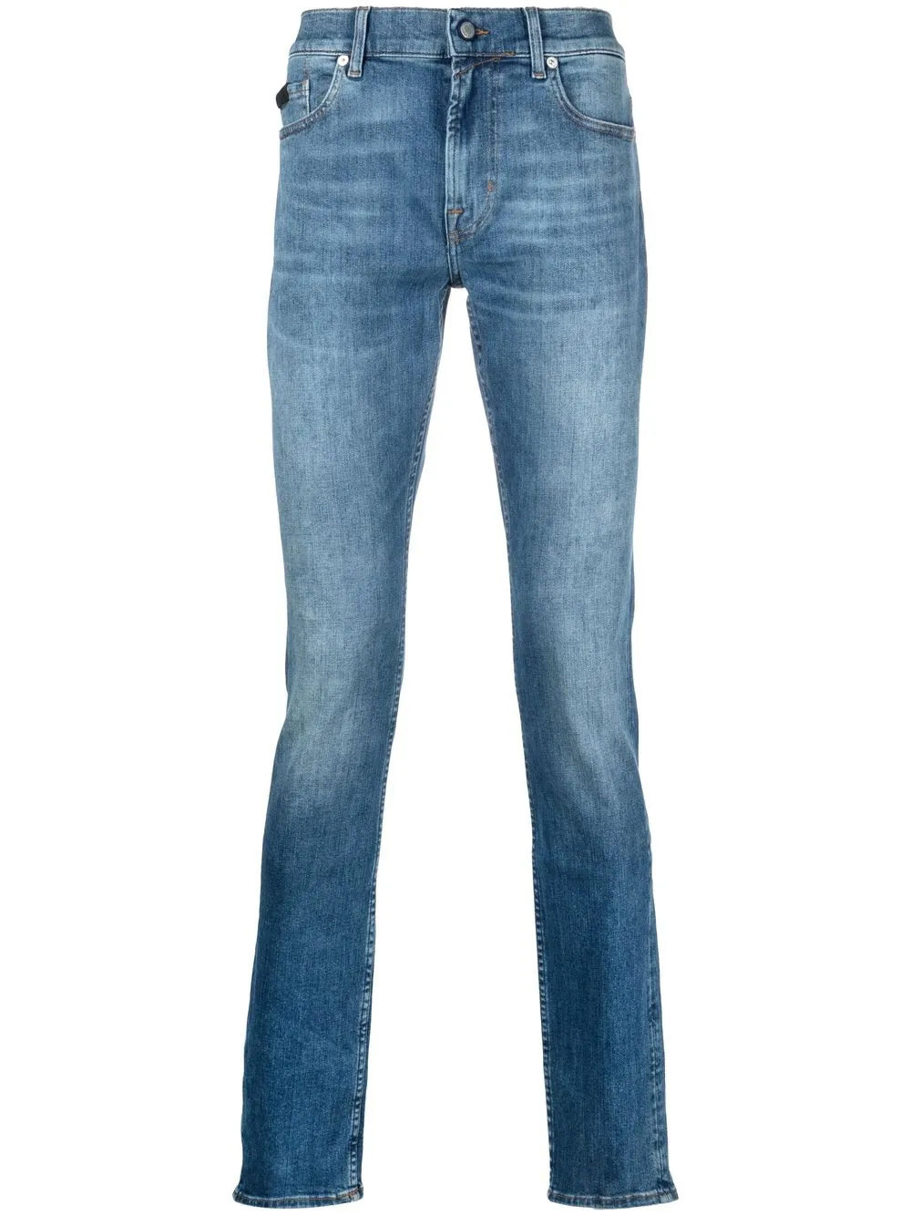 

7 For All Mankind jeans con tiro medio y efecto degradado - Azul